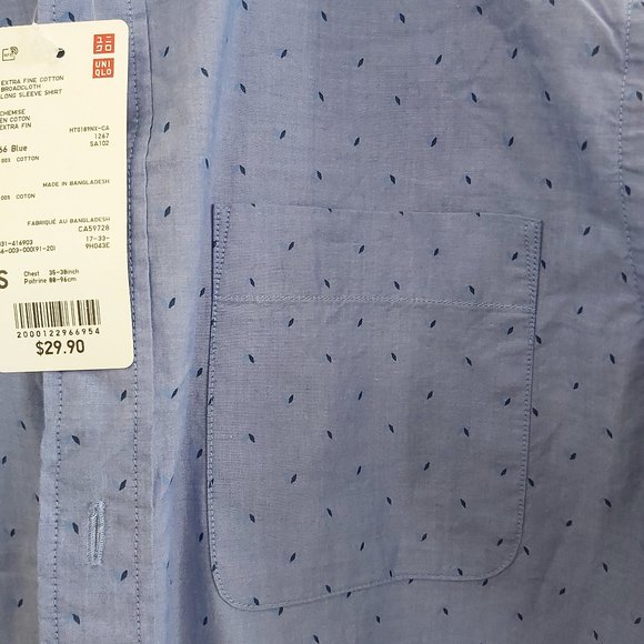 UNIQLO Men's Cotton Long Sleeve Casual Shirt NWT - Picture 5 of 6